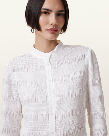 Meg Shirred Mini Shirt Dress