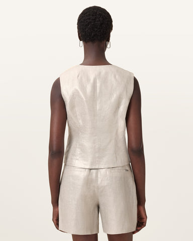 Averie Relaxed Fit Linen Vest