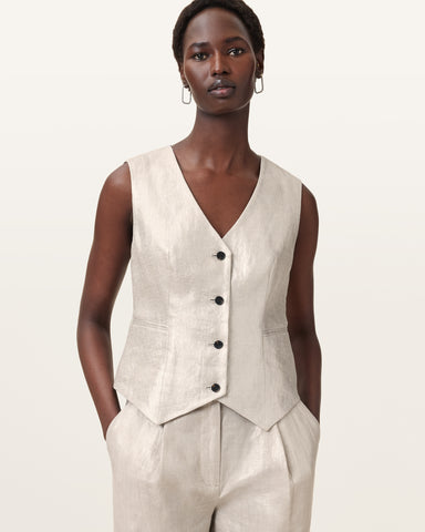 Averie Relaxed Fit Linen Vest