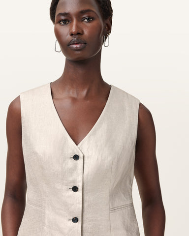 Averie Relaxed Fit Linen Vest