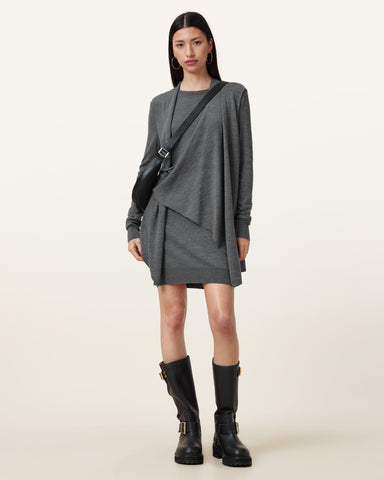 Drina Draped Wool Dress