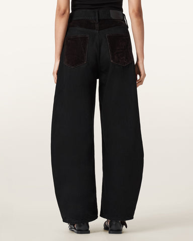 Helena Barrel Leg Flocked Jeans