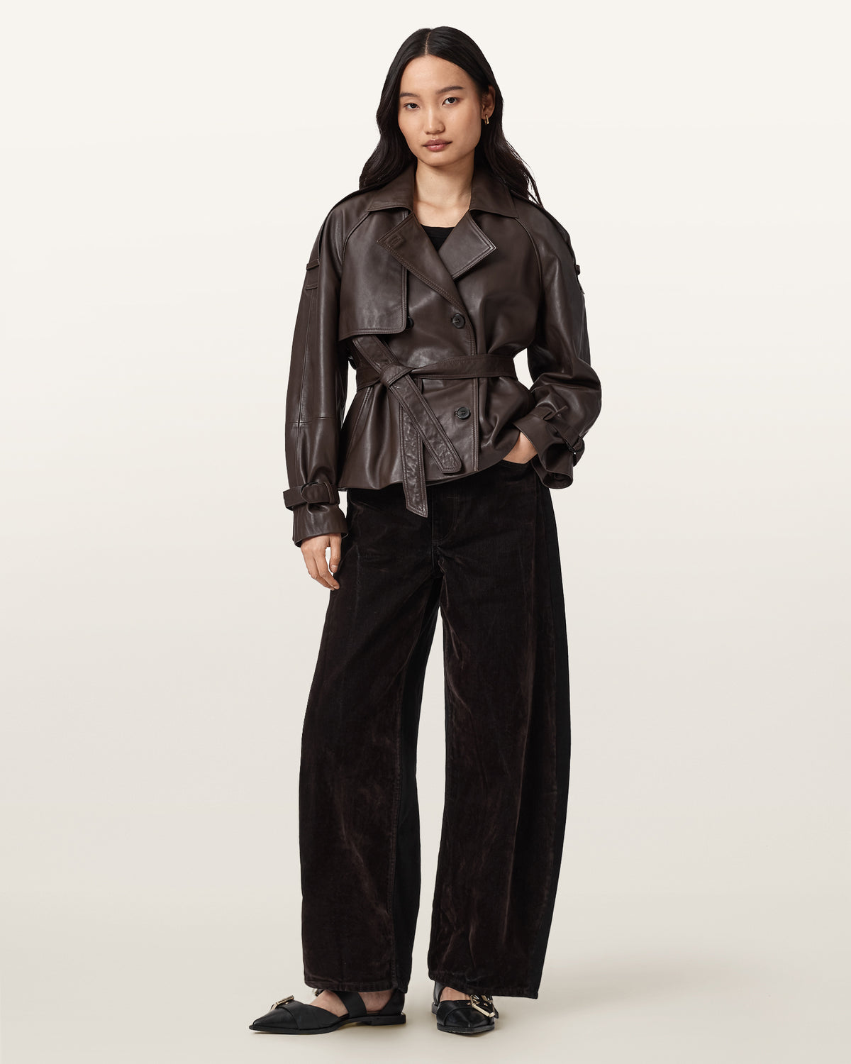 Helena Barrel Leg Flocked Jeans