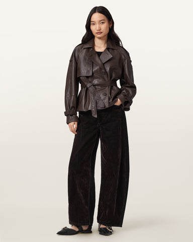 Helena Barrel Leg Flocked Jeans