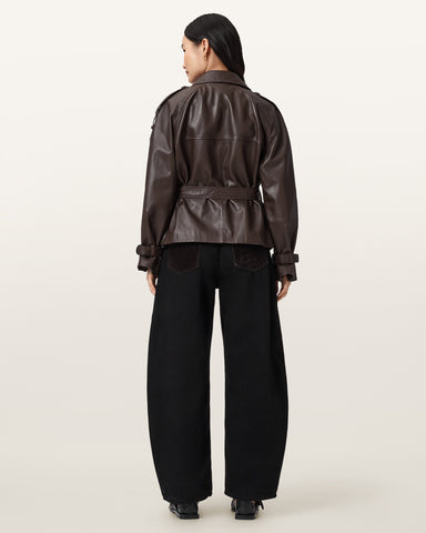 Helena Barrel Leg Flocked Jeans