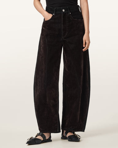 Helena Barrel Leg Flocked Jeans