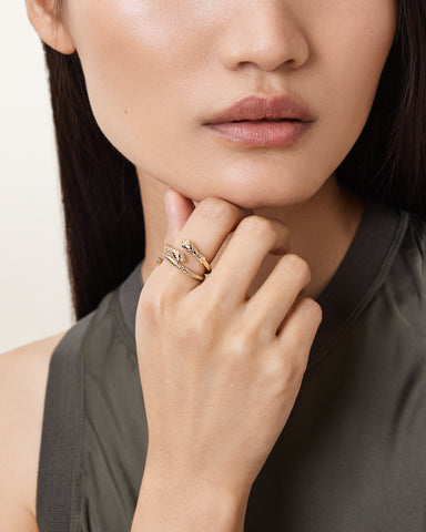 Serpent Textured Ring Set