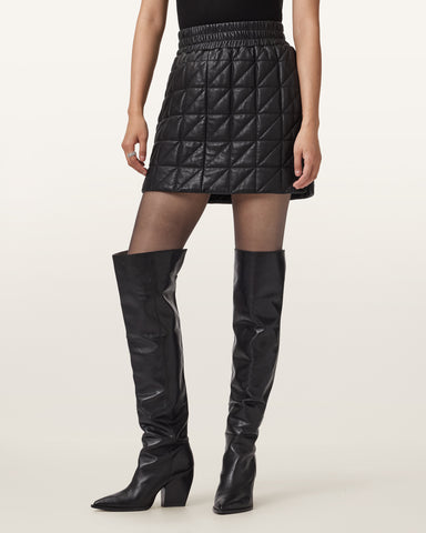 Carly Leather Quilted Skirt
