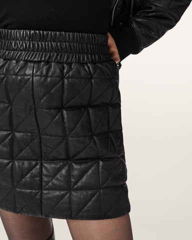 Carly Leather Quilted Skirt