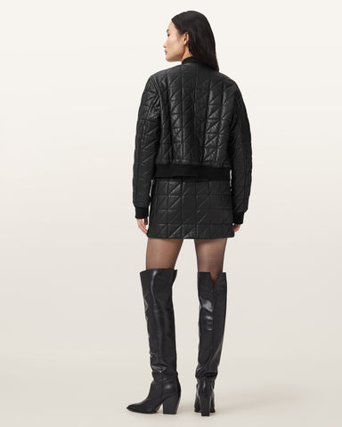 Carly Leather Quilted Skirt