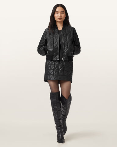Carly Leather Quilted Skirt