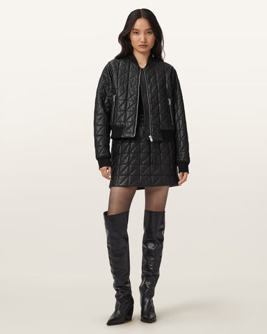 Carly Leather Quilted Skirt