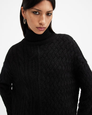 Varla Cable Stitch Roll Neck Sweater