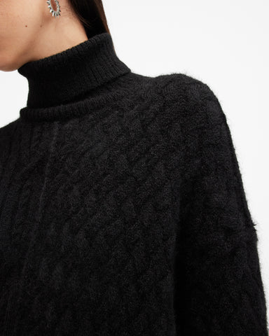 Varla Cable Stitch Roll Neck Sweater