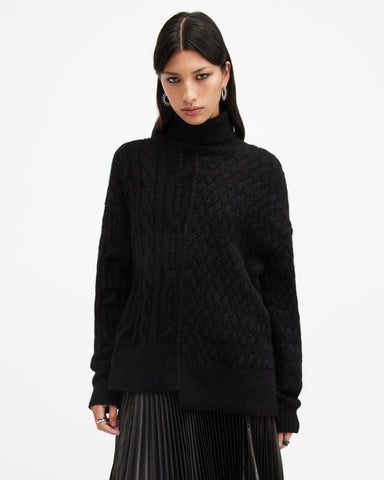 Varla Cable Stitch Roll Neck Sweater