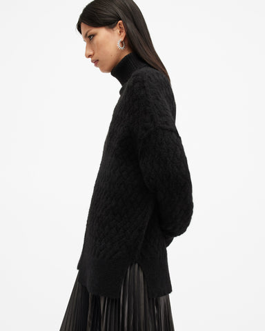 Varla Cable Stitch Roll Neck Sweater