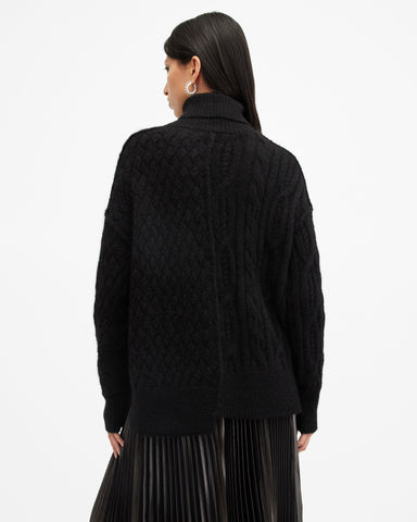 Varla Cable Stitch Roll Neck Sweater