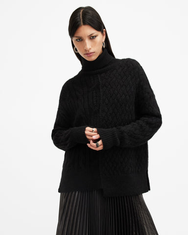 Varla Cable Stitch Roll Neck Sweater