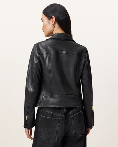 Dalby Slim Fit Leather Biker Jacket