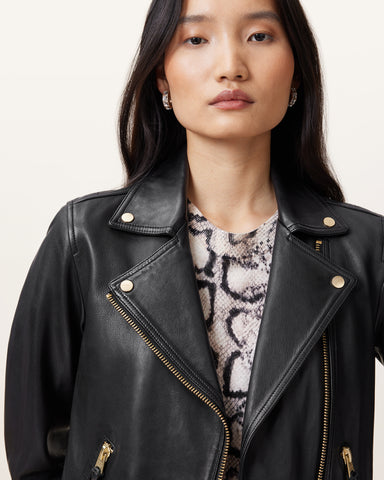 Dalby Slim Fit Leather Biker Jacket