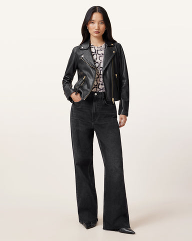 Dalby Slim Fit Leather Biker Jacket