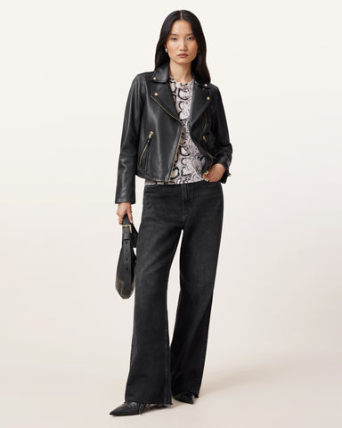 Dalby Slim Fit Leather Biker Jacket