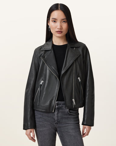 Dalby Slim Fit Leather Biker Jacket
