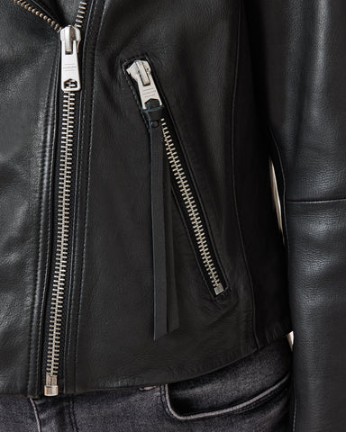 Dalby Slim Fit Leather Biker Jacket
