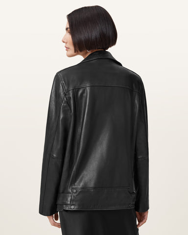 Billie Relaxed Fit Leather Biker Jacket
