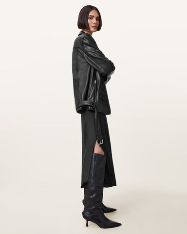 Billie Relaxed Fit Leather Biker Jacket