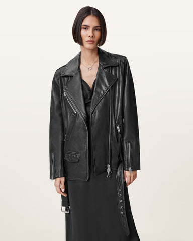 Billie Relaxed Fit Leather Biker Jacket