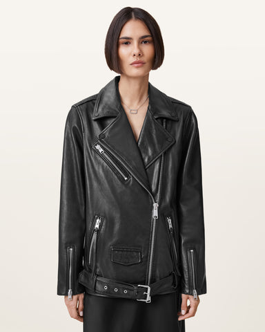 Billie Relaxed Fit Leather Biker Jacket