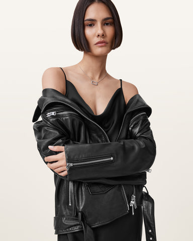 Billie Relaxed Fit Leather Biker Jacket