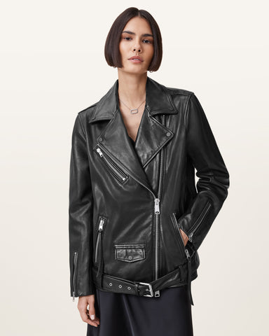 Billie Relaxed Fit Leather Biker Jacket