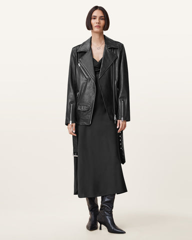 Billie Relaxed Fit Leather Biker Jacket