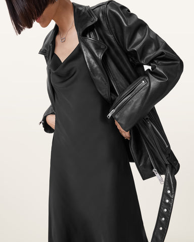 Billie Relaxed Fit Leather Biker Jacket
