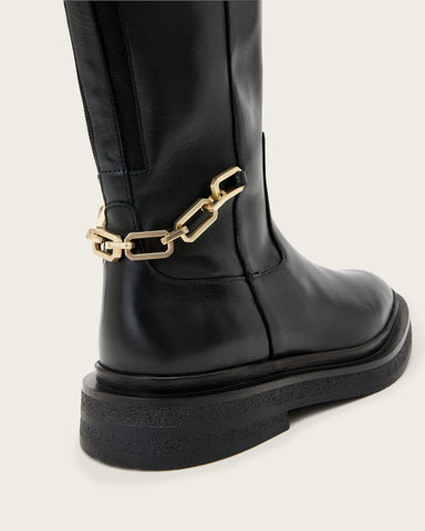 Escher Chain Leather Rider Boots
