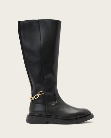 Escher Chain Leather Rider Boots