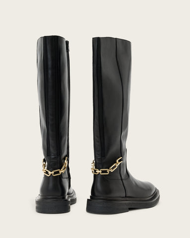 Escher Chain Leather Rider Boots