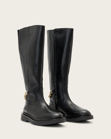 Escher Chain Leather Rider Boots