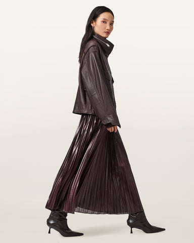 Clay Funnel Neck Leather Jacket