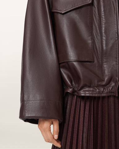 Clay Funnel Neck Leather Jacket
