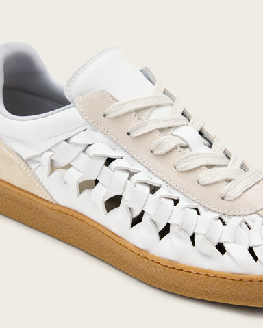 Velma Low Top Round Toe Woven Leather Sneakers