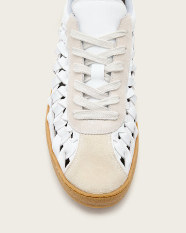 Velma Low Top Round Toe Woven Leather Sneakers