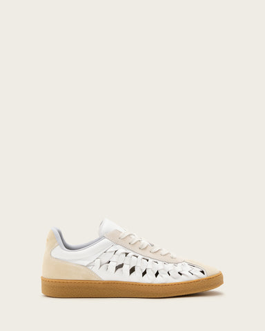 Velma Low Top Round Toe Woven Leather Sneakers