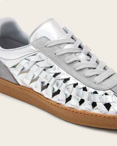 Velma Low Top Round Toe Woven Leather Sneakers