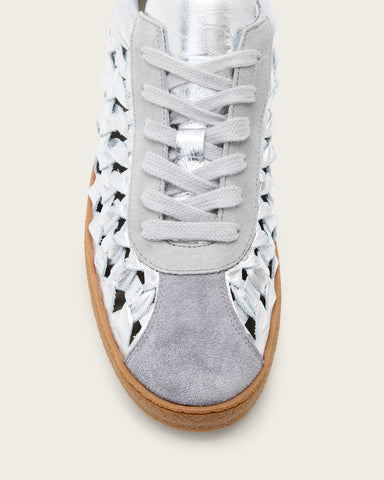 Velma Low Top Round Toe Woven Leather Sneakers