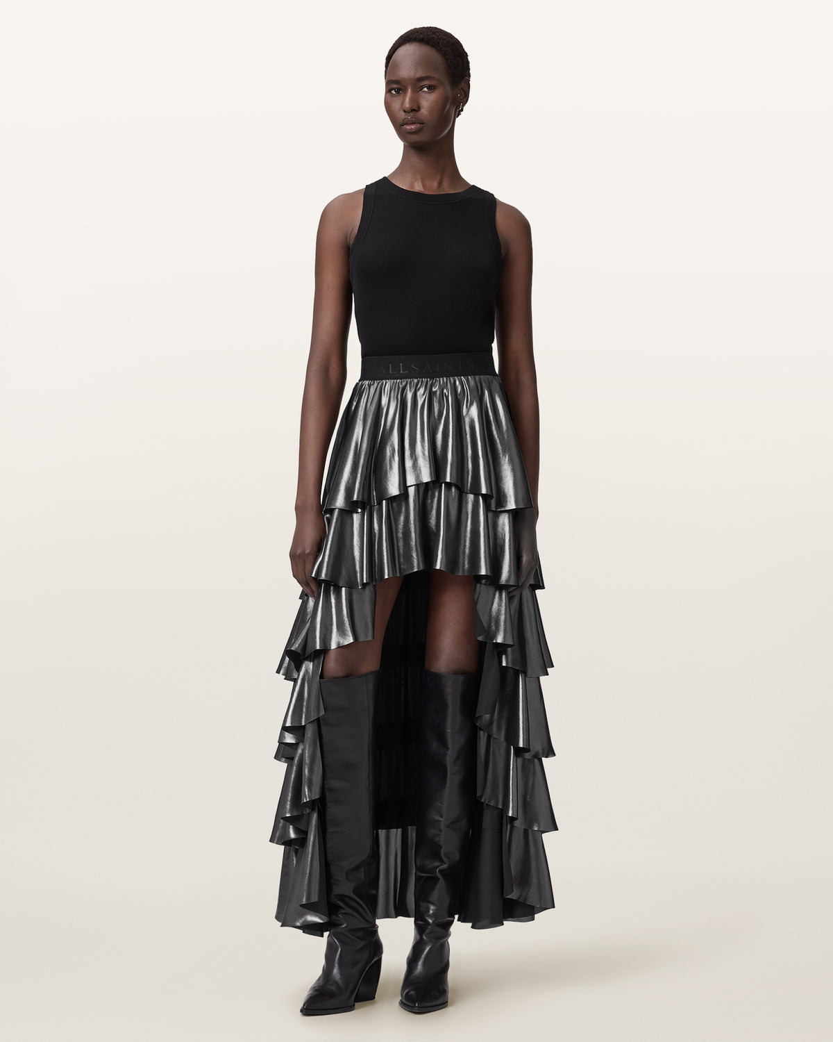 Cavarly Metallic Maxi Skirt