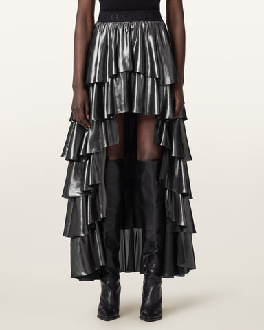 Cavarly Metallic Maxi Skirt