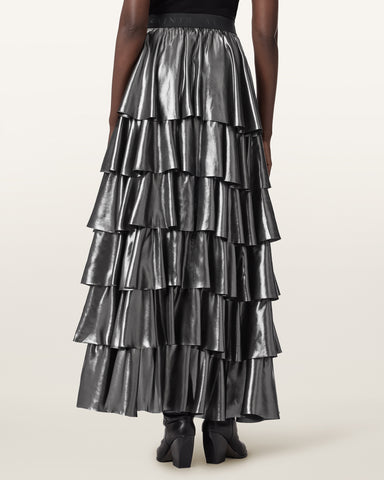 Cavarly Metallic Maxi Skirt
